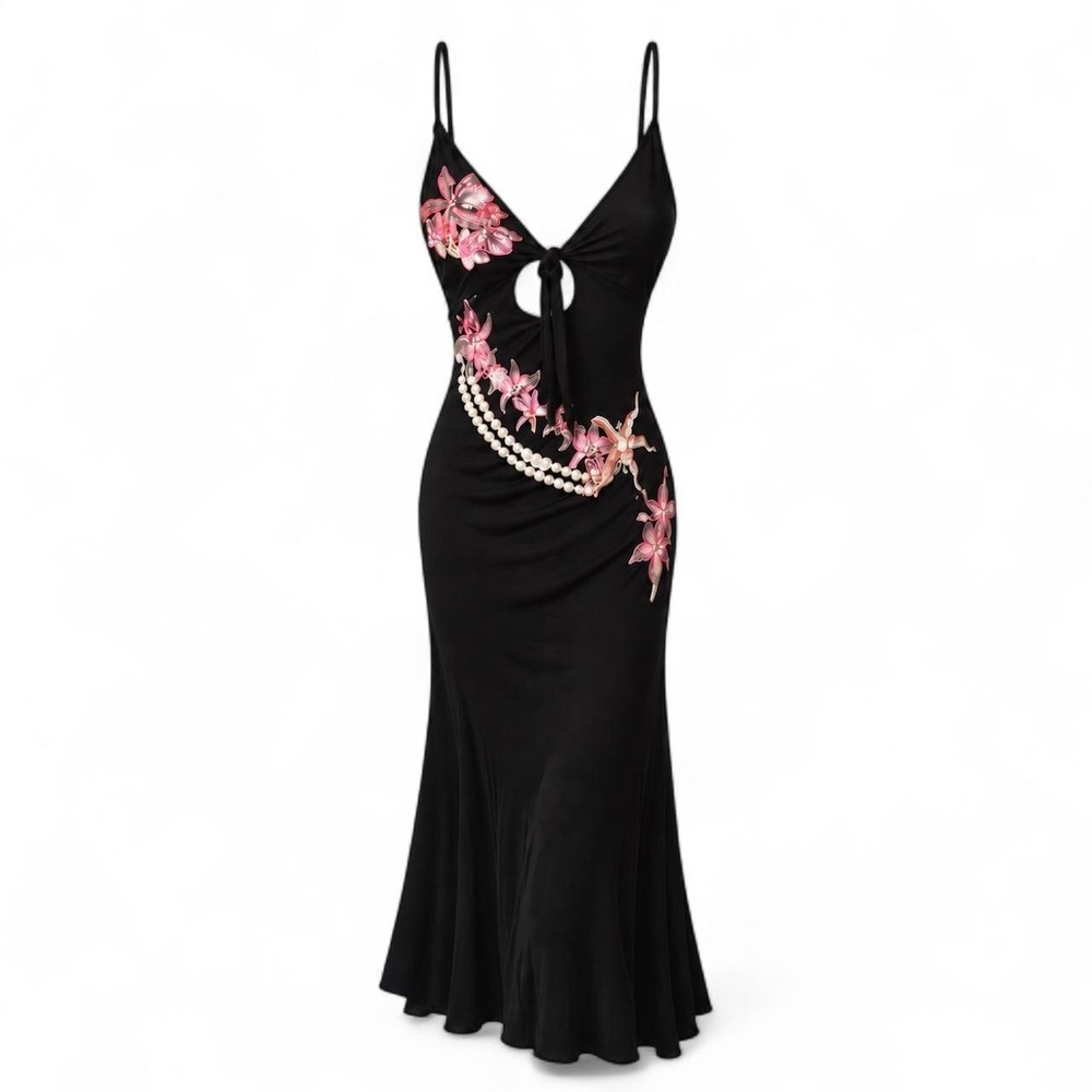 Cavalli Vintage Orchid Pearl Midi Dress
